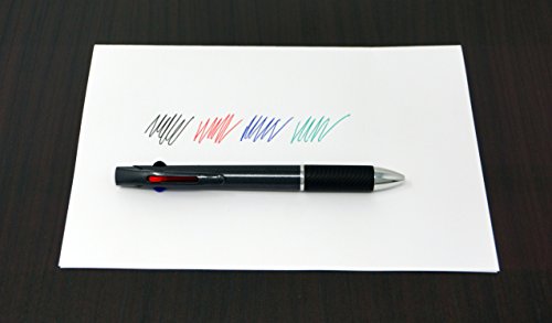 allpremio 4-Farbkugelschreiber Grip Profi schwarz metallic Design, Kugelschreiber mit ergonomisch gummierter Griffzone und Clip | 4 Farben – Blau Schwarz Rot Grün | Leichtlauftinte für komfortables und angenehmes Schreiben (3 Stück) - 2