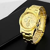 Luxury Stainless Steel Trustworthy Quartz Wrist Watch Women Faux Chronograph Plated Geneva Clock Watch 3 Colors