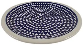 Polish Pottery Boleslawiec Plate, Dinner Plate, 24cm in WHITE HEART pattern