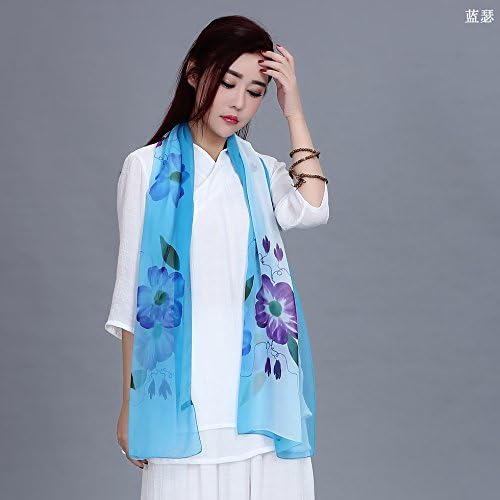 Ding Decoration Silk Scarf Spring And Autumn Models Chiffon Fashion Wild Ladies Shawl Thin Beach Towel (55 * 172Cm)