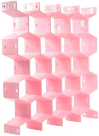 KLOUD City Household Pink Plastic Partition Bee Style Underwear Socks Bras Ties Belts Scarves Drawer Divider Cabinet Clapboard (Pink) by KLOUD City