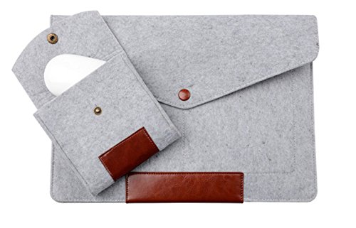 MOT Global 11.6″/13.3″/15.6″ Schmal Leicht Filz Notebook Hüllen Taschen Umschlagart für Laptop Macbook Pro Retina Macbook Air Ultrabook Chromebook Mit einem Beutel für Maus - 3