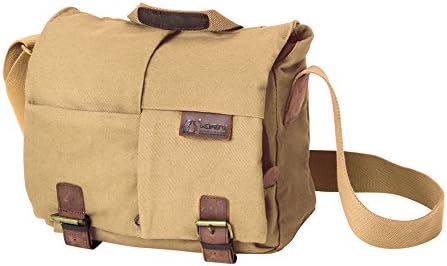 Kani Maeo Muti-functional Camera Messenger Bag Anti-shock Kahki Canvas for DSLR SLR with Extra Rain Cover