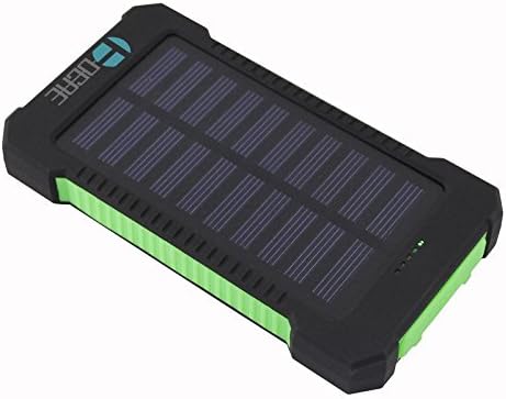 DCAE Solar Charger Power Bank 10000mAh Shockproof with LED Light for iPhone Samsung and More,Green