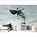 Price comparison product image Gwgdjk Nordic Minimalist Mural Cartoon Hand-Painted Sky Whale Seascape Children's Animal Bed M Tv Background-200X140Cm (80 * 56Inch)