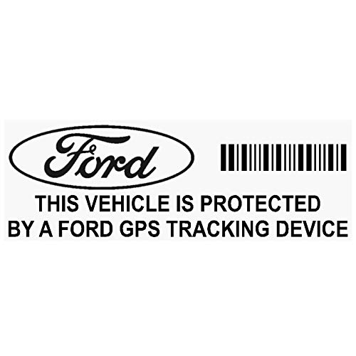Platinum Place, confezione da 5 di adesivi per i finestrini dell'automobile, con la scritta "Protected by a Ford GPS tracking device" (lingua italiana non garantita) di colore nero, da 87 x 30 mm