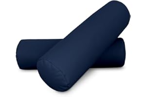 HAPPERS 2 Cojines cilíndricos de 50x15 en Polipiel Marino. Rollo Cervical para aliviar Dolor postural o Dormir