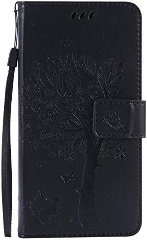 BONROY® Magnetic Flip Cover for LG G3,Cat and tree theme series Embossing Wallet Case with Hand Strap for LG G3, Premium PU Leather Folio Style Retro PU Leather Wallet Flip with Card Slots and and Stand Function Case Cover for LG G3