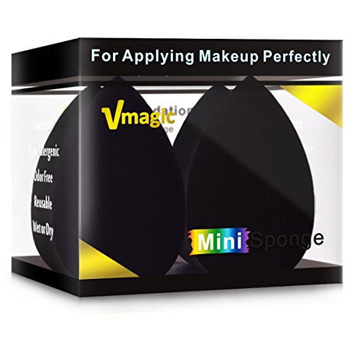 VMAGIC 4PCS Premium MICRO Makeup Sponge Beauty Sponge Blender for Applicator, Foundation and Highlight (4-Black)