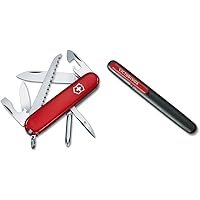 Victorinox Taschenmesser Hiker (13 Funktionen, Holzsäge, Phillips-Schraubendreher, Zahnstocher) rot & Dual-Messerschärfer, Tr