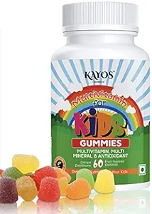 Kayos Multivitamin Gummies for Kids, Teenagers, Adults with Vitamin C, D, B12, Zinc, Magnesium for Immunity, Brain & Growth - Gluten Free for Men & Women - 60 Gummies