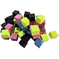 URBAN-X® Soft Foam Cubes, Colorful Flame Retardant Pit Blocks Foam Pit Cubes for Trampoline Arenas, Gymnastics, Playground, 6"x6"x6" (Black, Blue, Pink, Yellow) (Set of 40)