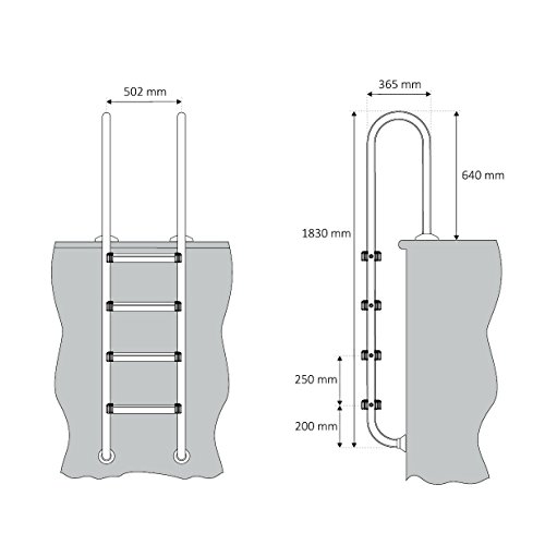 Zelsius – V2A Edelstahl Pool und Schwimmbad Leiter für Swimming Pool, mit 3 oder 4 Stufen (mit 4 Stufen) - 2