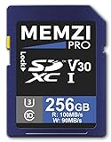 Funciona muy bien con las últimas cámaras digitales compactas o DSLR y videocámaras Full HD que admiten tarjetas SDXC. Las tarjetas de memoria Memzi Pro de 100 MB/s V30 están disponibles en capacidades de 32 GB, 64 GB, 128 GB o 256 GB. Se envía en embalaje verde sellado y es compatible con una garantía de cambio de Memzi de 5 años.