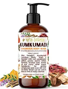 nina dorada Kumkumadi Body Wash with Jojoba Beads For Skin Brightening and Tan Removal | Blemish Minimizing and Even Skin Tone | Hydrates and Moisturizes | 300ml