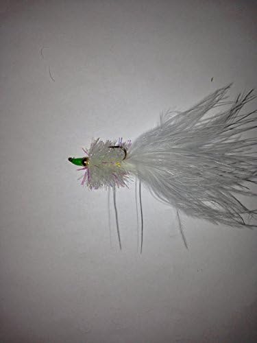 UFS Fishing Flies Nomad Pack of 8 (White with Fluo Green Head)