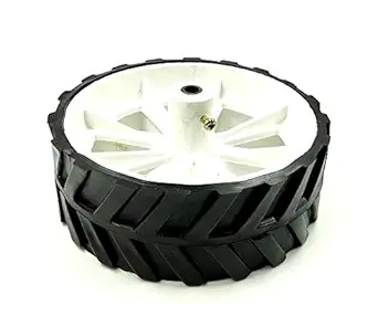 INVENTO 1pcs 110mm x 40mm Plastic Robotic Wheel Durable Rubber White Tire Wheel with metal collet for DC Geared Motor RC Car Robot