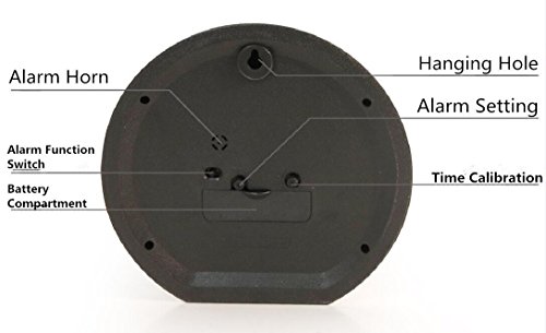 Foxtop Classic 7 Zoll Moderne kreative runde Regenbogen Wanduhr Uhr, Quarz Schreibtisch Uhr, batteriebetrieben, laute Wecker für Kinder Kinder Studenten (Schwarz) - 5