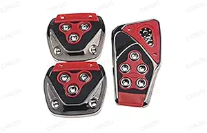 CARIZO Vehicle Sports | Extra Grip Performance Car Rest | Accessories | Replacement Pedal | Aluminium Alloy | 3pcs. | Black & Red Compatible for Hyundai Elantra (Type-II) 2012-2015