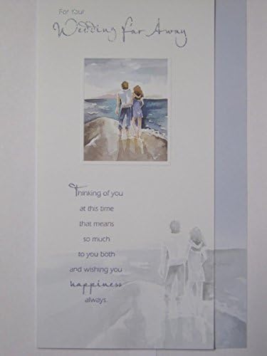 LOVELY GLITTER COATED WALKING ON THE BEACH WEDDING FAR AWAY GREETING CARD