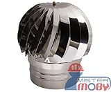 Mistermoby Schornsteinaufsatz Aspirator, drehbar, windbetrieben, Edelstahl, für runde Schornsteine, Durchmesser: 20 cm