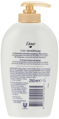 DOVE Pure Werwöhung Beauty Waschlotion Sheabutter und Vanilleduft Spender, 250 ml - 2