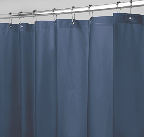 mDesign PVC-freier Duschvorhang aus PEVA (2 Stück) – wasserabweisender Badewannenvorhang mit 12 rostfreien Metallösen – 183 x 183 cm – marineblau - 2