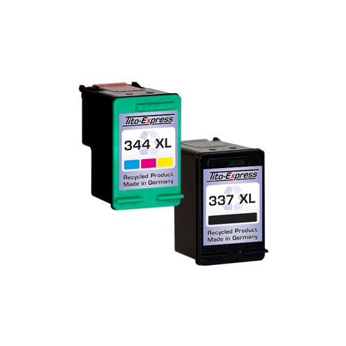 PlatinumSerie® Set 2x Druckerpatrone für HP 337 XL HP 344 XL Officejet 100 150 Mobile H470 Pro K7100 - 2