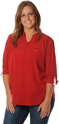 NCAA Arkansas Razorbacks Women's Button Down Tunic Top, Small, Crimson/White