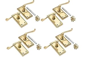 Golden Grace 4 x Sets of Georgian Lever Latch Door Handle Polished Brass 107mm x 48mm
