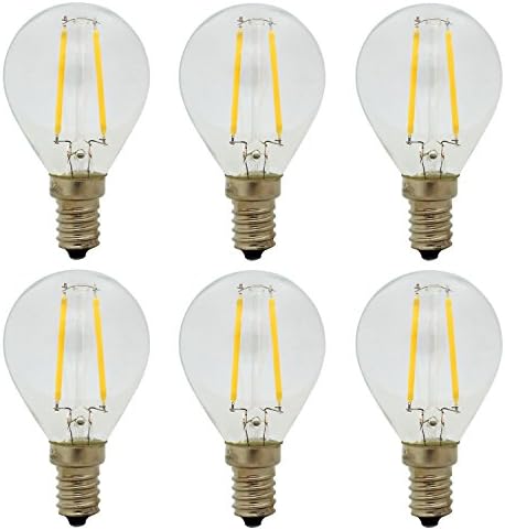 6 Pack, E14 2W G45 Golf Ball Bulbs Vintage Small Edison Screw LED Filament Bulb, Not Dimmable, Warm White 2700K, 150LM, 15W Incandescent Replacement