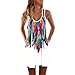 Produktbild Sommerkleid Damen, Cooljun Reizvolle Boho Gefärbt Strandkleid Drucken Maxikleid Kleider Frauen Partykleid Ärmellos Schleuderkleid Kleid Abendkleider Cocktailkleid Hochzeitskleider (S, Weiß)