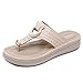 Produktbild Damen Flip Flop Glitzer Metallring Zehentrenner Hausschuhe Weich Gepolstert rutschfest Sandals Clip Toe Slip-On Sandalen Strand Urlaub Drinnen Römersandalen Boho Mode Slipper Gr.35-42(40 Beige)
