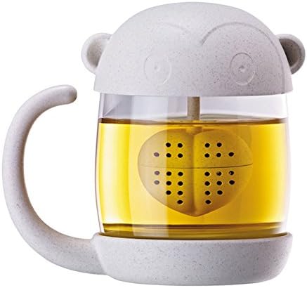 Monkey Glass Tea Mug Water Cup With Heart Tea Infuser Strainer Filter 250ML（8OZ）
