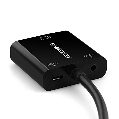 HDMI auf VGA, Swees HDMI auf VGA Kabel Adapter Konverter | Full HD bis zu 1080p / HDTV Unterstützung | für PC, Apple TV, DVD Player, Macbook, Laptop, Ultrabook, oder anderen HDMI Eingang Geräte – Schwarz - 3