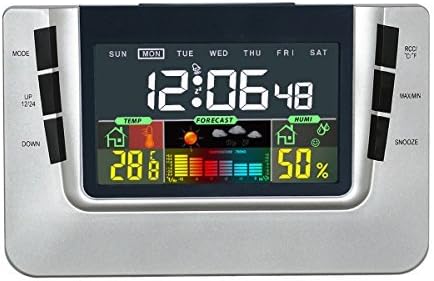 Wireless Weather Station Thermometer Hygrometer Digital Temperature Monitor Gauge With Digital Clock and Alarm Clock, Calendar, Sound Control BackLight, LCD Monitor, Temperature and Humidity Monitor