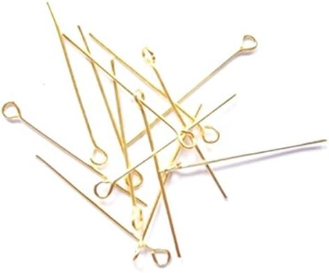 200 x Gold Plated Eye Pins 30mm x 0.7mm