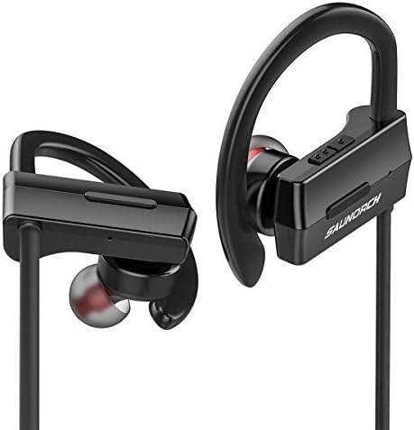 Bluetooth Headphones, Saunorch Best Wireless Sports Earbuds w/ Mic APT-X Sweatproof HD Stereo Bluetooth Headset V4.1 Earphones for iPhone Samsung iPad Android Phones Gym Running 8 Hours-Black