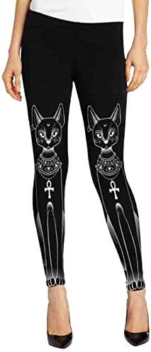 ADESHOP Women's Mesh Leggings Tights Workout Gym, Women Egyptian Cat Stamp Hippie Gothic Skinny Casual Pants Tights Leggings