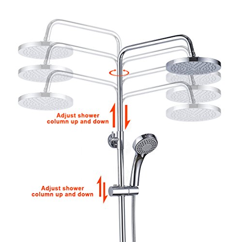 2 Jahre Garantie Duschsäule Chrom Regendusche Duschset Duschpanel Regendusche Duschsystem Wasserfall Duschen Brauseset 3 Wasserspiele Inkl. Handbrause + Duschkopf Höhenverstellbar ca.80cm bis 132cm - 2