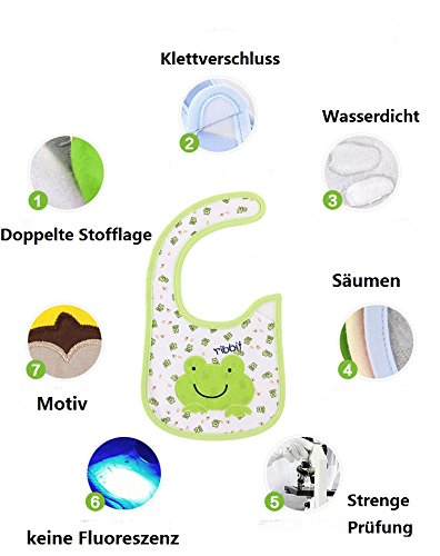 ElecMotive 9 teilige Jungen Mädchen Babylätzchen Weiches Wasserdicht Lätzchen aus Cotto passen Neugeborenes Wasserdichtes Baby Lätzchen mit Klettverschluss 3-36 Monaten - 3