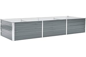 vidaXL Lit Surélevé Acier Galvanisé 240x80x45 cm Gris Jardinière Pot de Fleurs