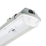 Dimensiones: 1260x110x90 mm Pantalla Estanca para dos Tubos de LED 1200mm PC/PC Conexión un Lateral efectoLED