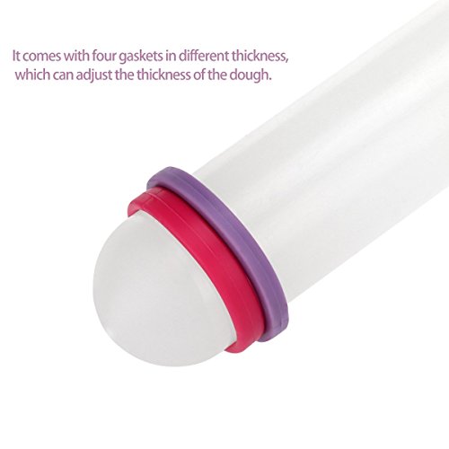 Foxnovo 23 x3 cm .Teigroller Zoll Antihaft-DIY Sugarcraft Fondant Nudelholz Kuchen dekorieren Tool mit Führungsringen (weiß) - 6