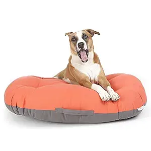 Heads Up For Tails Essentials Snoozies Dog Bed - Coral and Grey - M