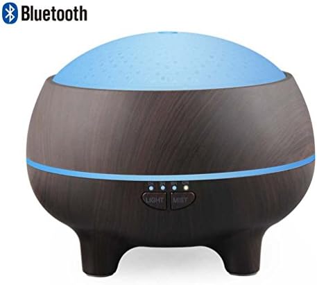 Aroma Essential Oil Diffuser 300Ml Ultrasonic Humidifier Bluetooth Speaker Atomizer Music With 7 Color LED Night Lights Changing Waterless Automatic Shutdown For Home, Yoga, Office, - Wood Grain,Darkbrown