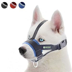 ILEPARK Bozal Suave para Perros Nylon Grandes Pequeños Medianos, Previene Mordidas, Ladridos y Que Mastiquen, Bozal Lazo Ajustable(M,Rojo)