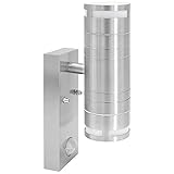 Es strahlt je ein LED GU10 Leuchtmittel (wechselbar) nach oben und unten und erzeugt somit den Up & Down Effekt