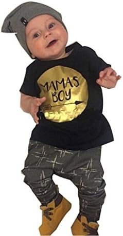 TOWEAR Summer Baby Boy "MAMAS BOY" Printed T-shirt+pants 2pcs Clothes Set