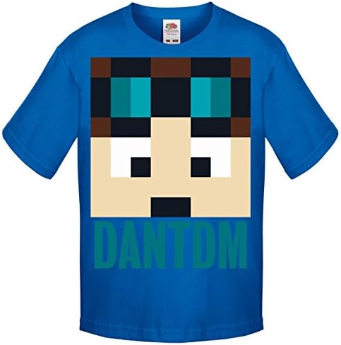 One Stop Kids Dan TDM Or Stampy Cat Short Sleeve T-Shirt Boys Girls Unisex Top (5-6 Years, DanTDM Blue)